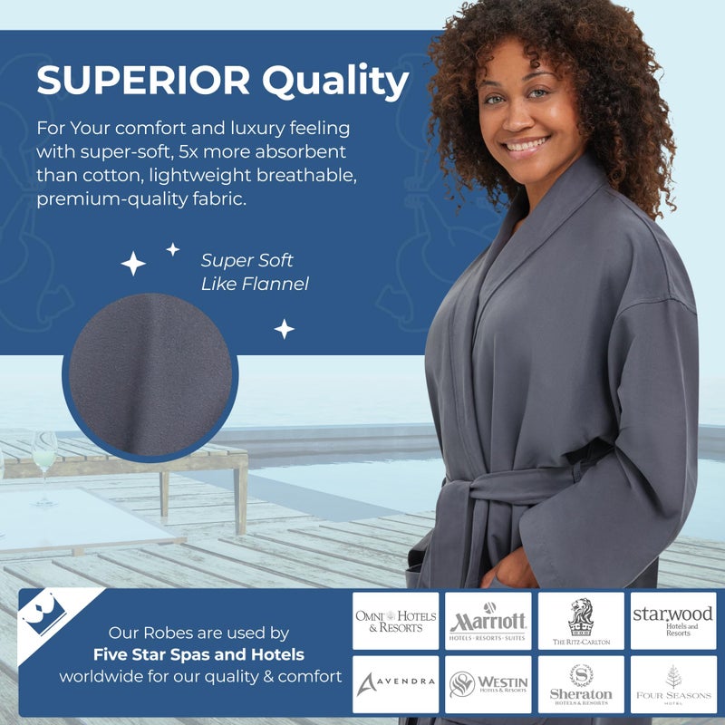 MONARCH Chamois Microfiber Shawl Hotel Robe for Men or Women â€“ Soft Lightweight Textured Fabric with Classic Kimono Design, Generously Sized Hotel & Spa Robe with Pockets â€“ Machine Washable - Image 3